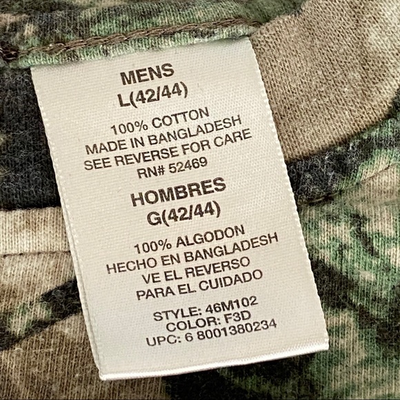 Outfitters Ridge Long Sleeve Camo Tee Shirt Men's Size Large Front Pocket Soft - Picture 6 of 7